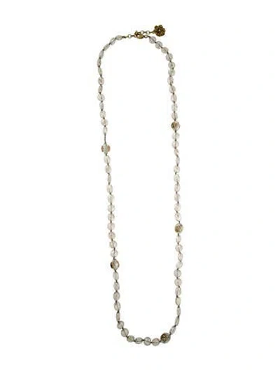 Pre-owned Gucci Glass Bead Gg Floral Bead Strand Necklace, 54.5" In Multi