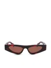Gucci Eyewear Cat Eye Frame Sunglasses In Red Hav-red Hav-brwn