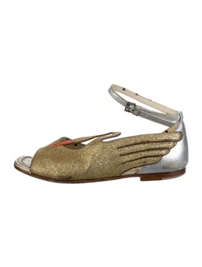Pre-owned Gucci Babies' Glitter Accent Sandals In Gold