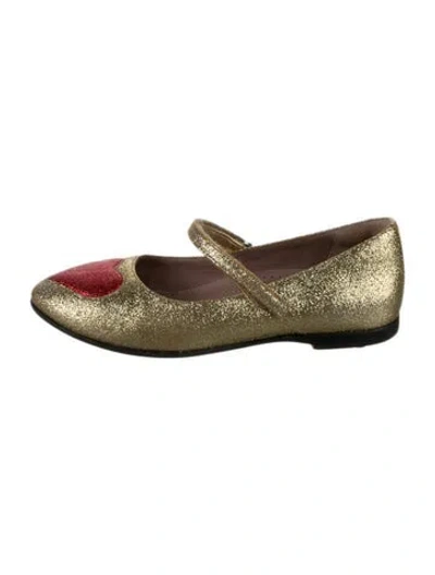 Pre-owned Gucci Babies' Glitter Flat Ballet Shoe In Gold