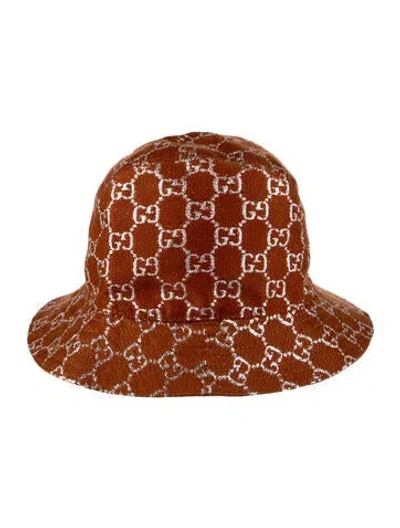 Pre-owned Gucci Glitter Gg Bucket Hat In Orange