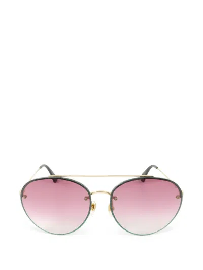 Pre-owned Gucci Glitter Pilot Sunglasses In Pink