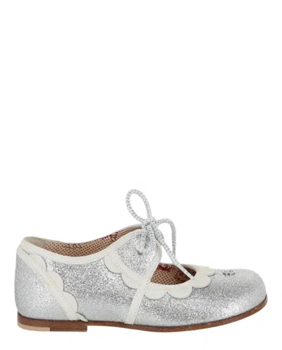 Pre-owned Gucci Glitter Scallopedtrim Dress Sneakers (kids) Sneakers In Silver
