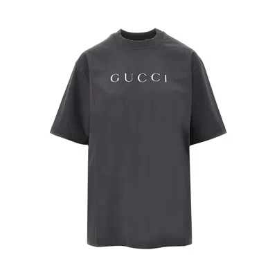 Gucci Glittered Logo T-shirt In Gray