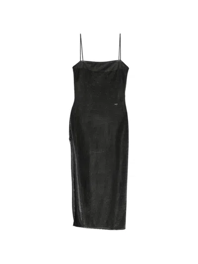 Gucci Glitter-effect Side-slit Dress In Black