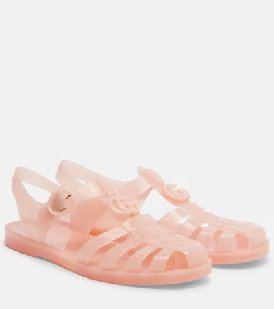 Gucci Glossy Double G Fisherman Sandals In Pink