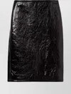 Gucci Glossy Leather Midi Skirt With Side Slit In Black