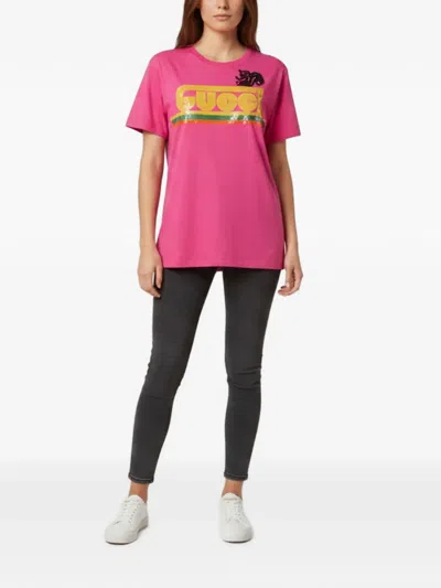 Pre-owned Gucci G-loved Embellished T-shirt In Pink