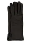 Gucci Long Leather Gloves Smooth Texture In Black