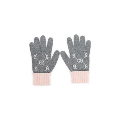 Gucci Pink Purple Cashmere Gloves In Gray