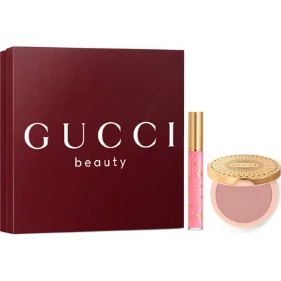 Gucci Glow Highlighter Powder & Gloss À Lèvres Plumping Lip Gloss Set In Pink