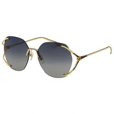 Pre-owned Gucci Gold 59 Mm Gradient Women's Sunglasses Gg0651s-002 59 In Grey Gradient
