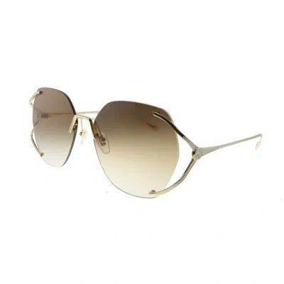 Pre-owned Gucci Gold 59 Mm Gradient Women's Sunglasses Gg0651s-003 59 In Brown