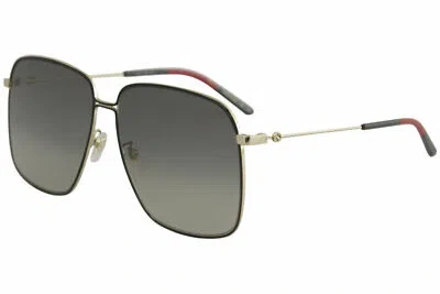 Pre-owned Gucci Gold 61 Mm Women's Sunglasses Gg0394s-001 61 In Grey Gradient