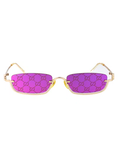 Gucci Gold Acetate Sunglasses In Pattern