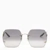 Gucci Gold And Black Hexagonal Sunglasses