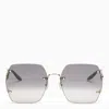 Gucci Gold And Black Hexagonal Sunglasses Women In Silver
