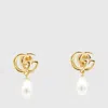 Gucci Gold And Pearl Brass Earrings In Gold