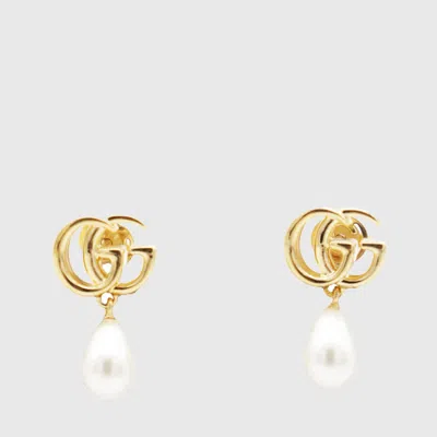 GUCCI GOLD AND PEARL BRASS EARRINGS