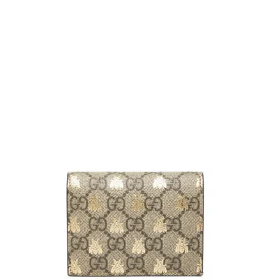 Pre-owned Gucci Gold Beige Brown Pvc Wallet (bi-fold) ()