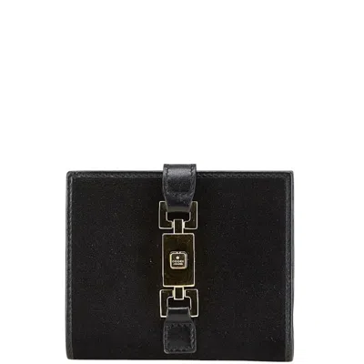 Pre-owned Gucci Gold Black Leather Suede Wallet (tri-fold) () In Multi