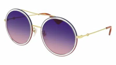 Pre-owned Gucci Gold / Blue Gradient Women's 56mm Sunglasses Gg0061s-023 56