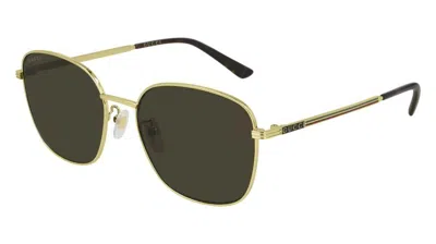 Pre-owned Gucci Gold / Brown Men's 57mm Sunglasses Gg0837sk-002 57