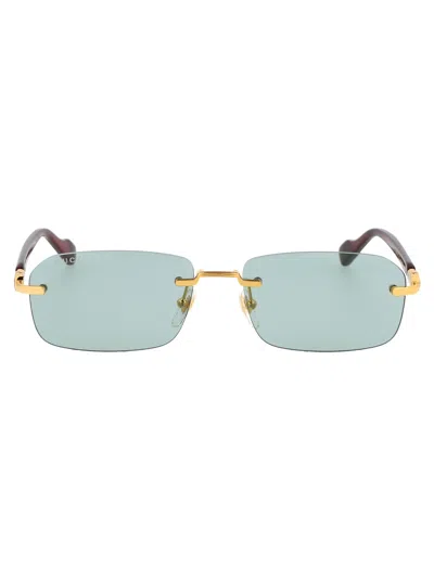 GUCCI GUCCI GOLD BURGUNDY GREEN METAL SUNGLASSES
