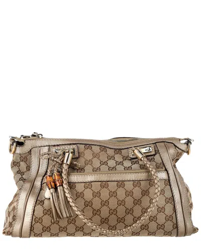 Gucci Gold Canvas Gg Bella Tote (authentic Pre-loved) In Pink