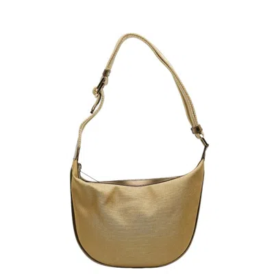 Pre-owned Gucci Gold Canvas Leather Shoulder Bag ()