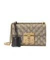 Gucci Gold Gg Bees Padlock Small Shoulder Bag In Brown