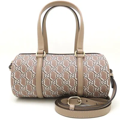 Pre-owned Gucci Gold Gg Canvas Leather Shoulder Bag ()