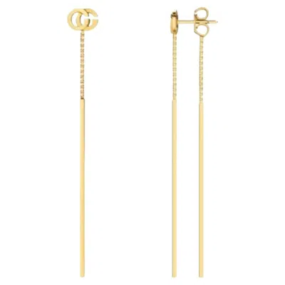 Pre-owned Gucci Gold Gg Running Long Pendant Earrings In Multi