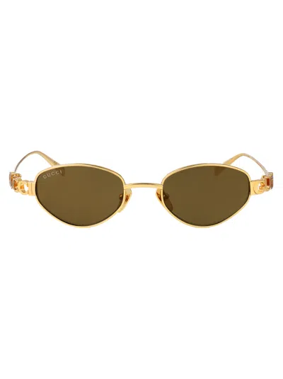 Gucci Gold-gold-bronze Metal Sunglasses