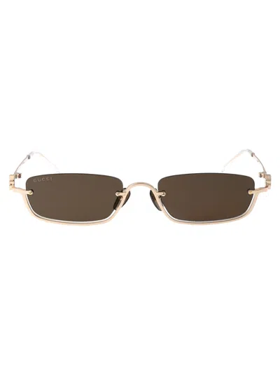 GUCCI GUCCI GOLD GOLD BROWN ACETATE SUNGLASSES