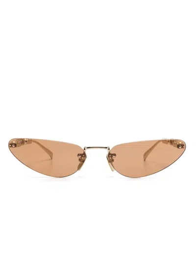 Gucci Gold-gold-brown Metal Sunglasses