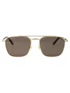 Gucci Gold-gold-brown Metal Sunglasses In Gold
