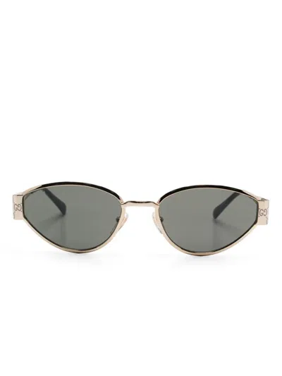 Gucci Gold-gold-grey Metal Sunglasses In Green