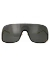 Gucci Gold Gold Grey Metal Sunglasses In Black