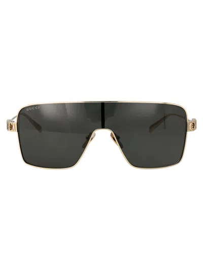 Gucci Gold-gold-grey Metal Sunglasses In Gray