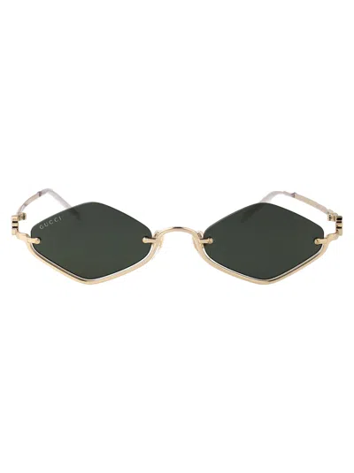 Gucci Gold Gold Grey Metal Sunglasses
