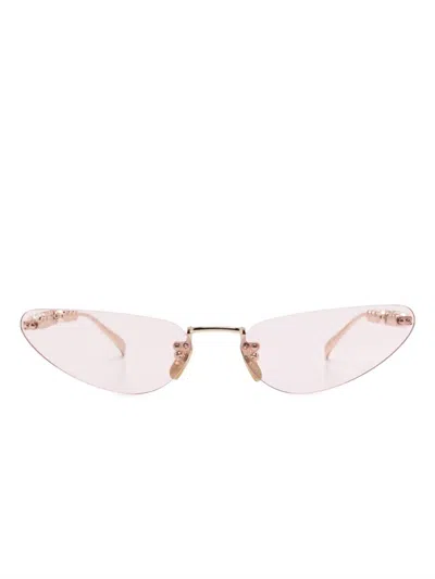 Gucci Gold-gold-pink Metal Sunglasses In Gray