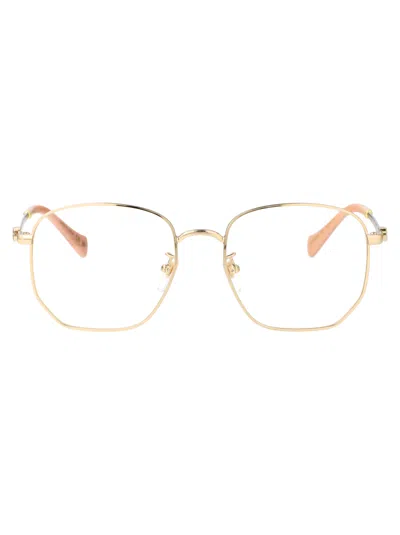 Gucci Gold Gold Transparent Acetate Glasses