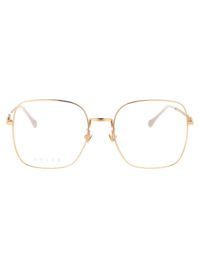 Gucci Gold Gold Transparent Metal Glasses