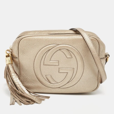 Pre-owned Gucci Gold Grained Leather Small Soho Disco Crossbody Bag
