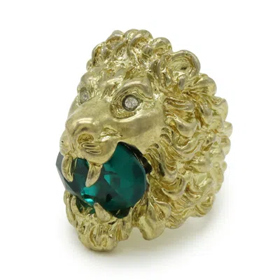 Pre-owned Gucci Gold Green Band Ring ()