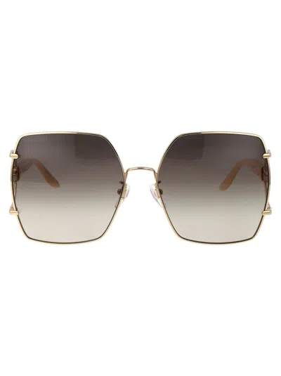 Gucci Gold Ivory Brown Metal Sunglasses