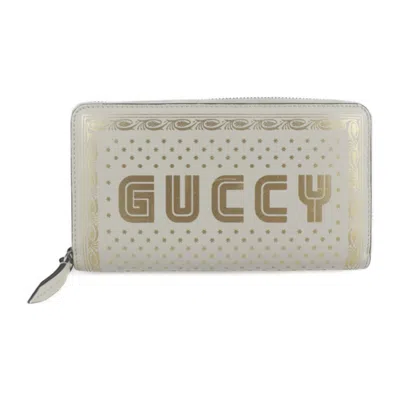 Pre-owned Gucci Gold Ivory Leather Long Wallet (bi-fold) () In Gold, Ivory