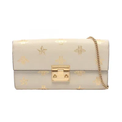 Pre-owned Gucci Gold Ivory Leather Long Wallet (bi-fold) ()