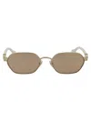 Gucci Gold Ivory Pink Metal Sunglasses In Brown